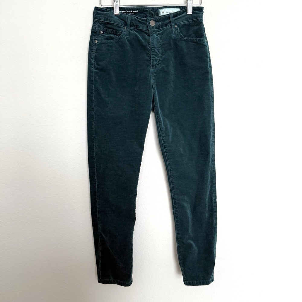 Anthropologie X Adriano Goldschmied Velvet Skinny Jeans 25 Teal Party Stevie